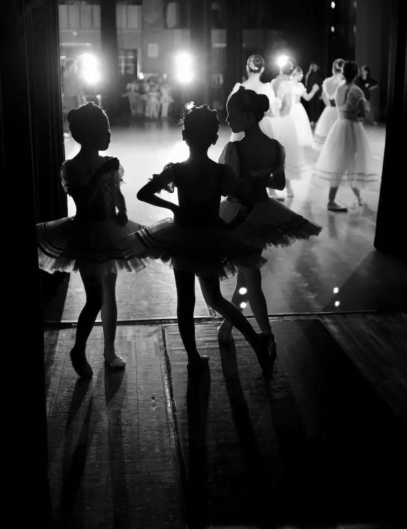 Young dancers backstage at a performance